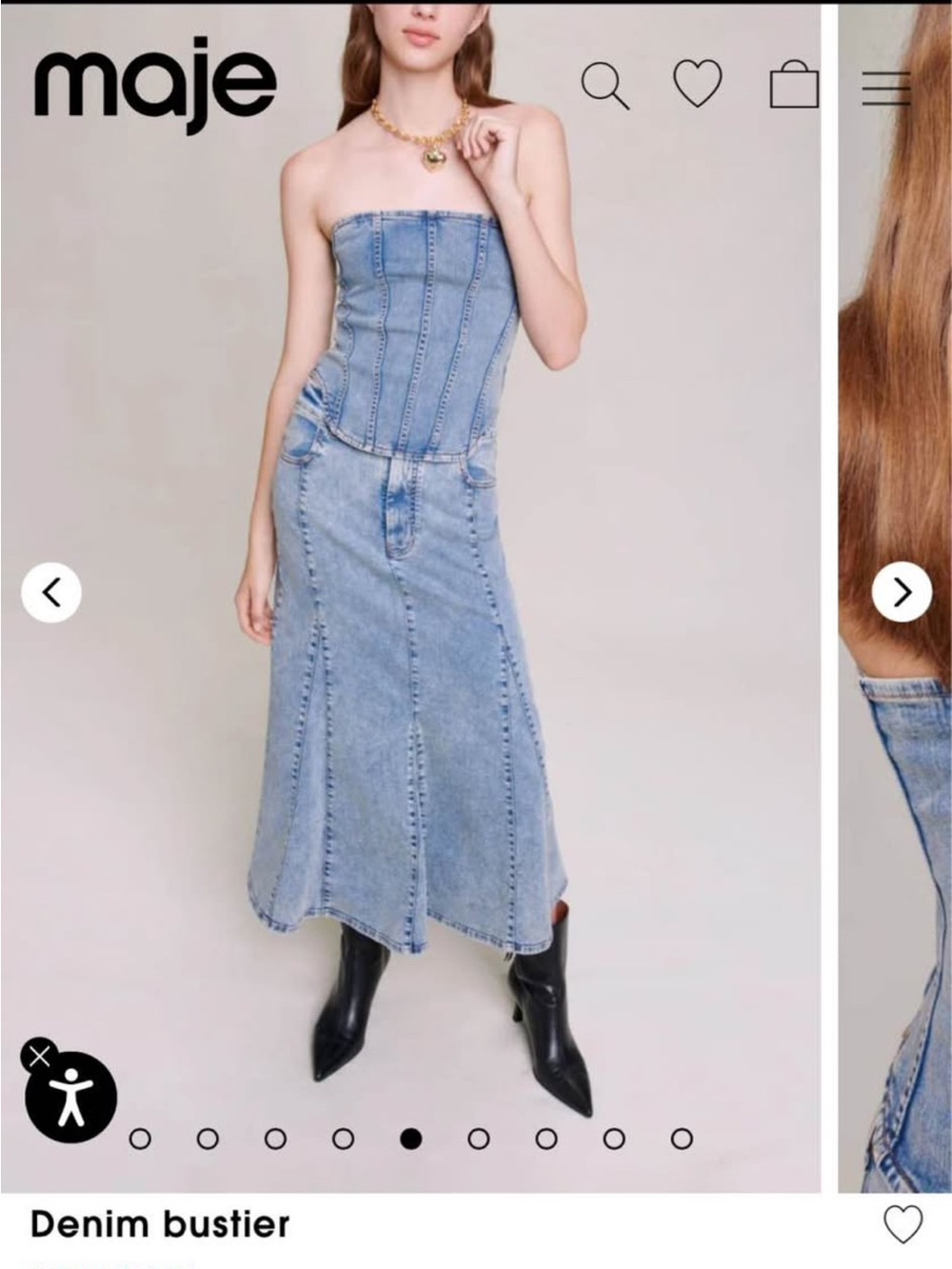 Maje Light Blue Denim Bustier and Skirt Set